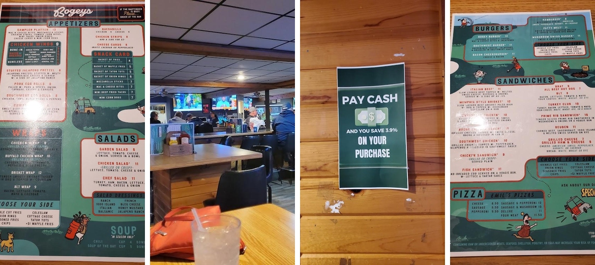 Bogeys Burgers and Beer Menu