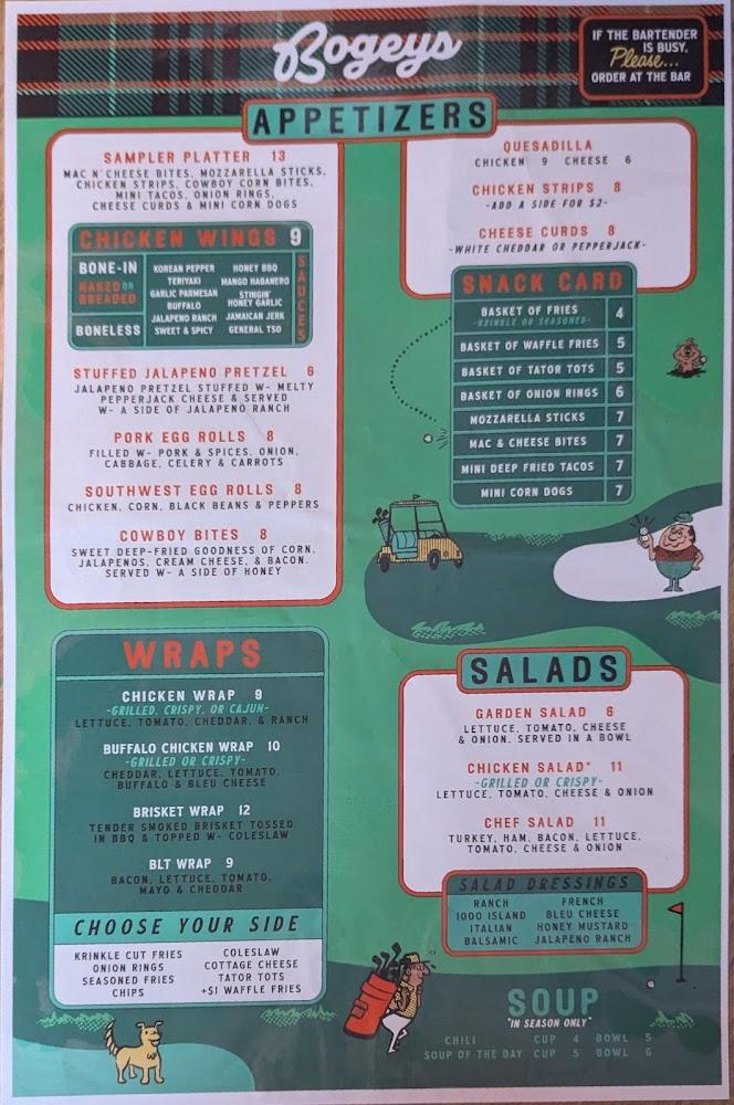 Bogeys Burgers and Beer Menu image 4